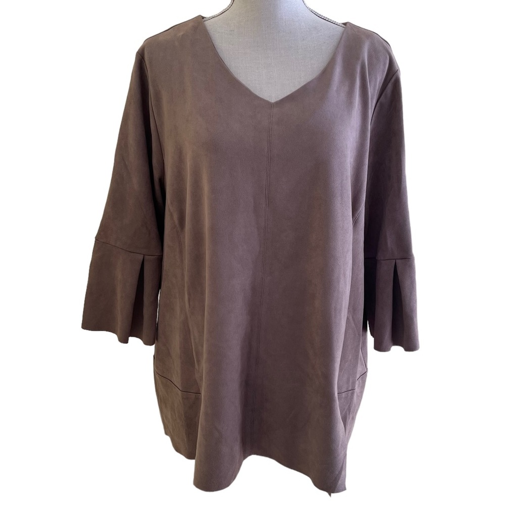 Soft Surroundings Tan Faux Suede Pullover Top 1X